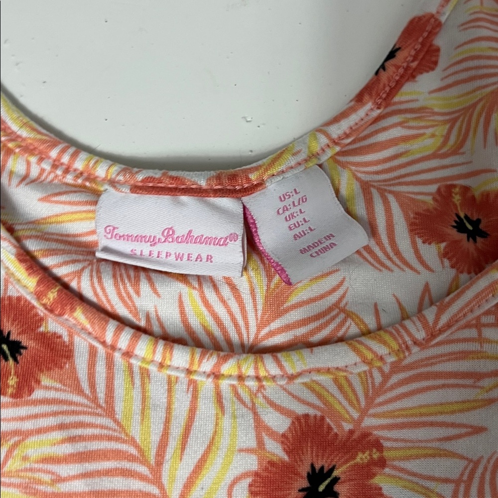 Tommy Bahama Large Sleepwear Pink Hawaiian Floral Print Pajama Top - Picture 5 of 5